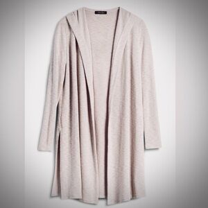 NWT Laila Jayde Molli Light Grey Long Hooded Cardigan, Size Small